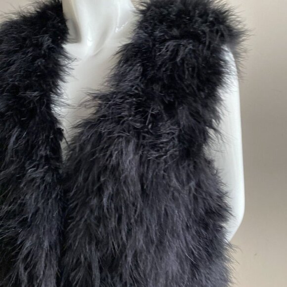 Club Monaco Black Marabou Feather Vest  S - Picture 6 of 8